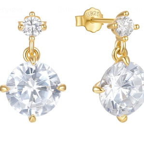 18K Gold Plated Chunky Dangle Stud Earrings for Women – Oversized Gold over Brass Earrings with Zircon Stone – Hypoallergenic, Non Tarnish Statement Jewelry Gift for Her by Malibu Sunday