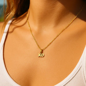 Malibu Sunday XO Charm Gold Necklace for Women - 18K Gold Plated Brass with Adjustable Length - Dainty and Elegant Gold Jewelry for Women - Non-Tarnish Necklace ideal for Wear Any Occasion