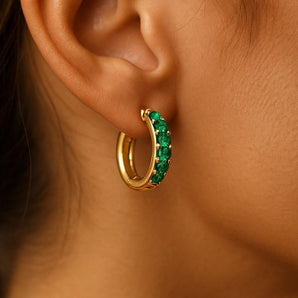 Malibu Sunday Emerald Hoop Earrings