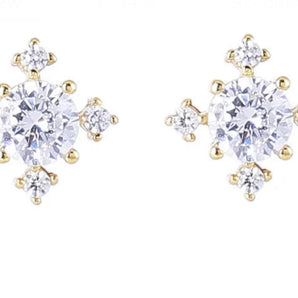Malibu Sunday Bryn Snowflake Stud Earrings – 18K Gold Plated Cubic Zirconia Snowflake Studs for Women, Hypoallergenic Non-Tarnish Brass Jewelry Gift