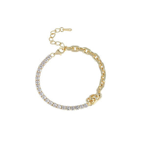 18k Gold Tennis Bracelet Paperclip Chain - Gold Plated, Zircon, Sterling Silver, Tennis Bracelet, Stacking Bracelet, Paperclip Bracelet, Adjustable, Jewelry Gift for Her Non Tarnish Hypoallergenic