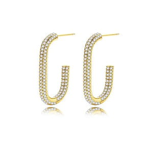 Malibu Sunday 18k Gold Squoval Hoop Earrings - Gold Plated Hoops Earrings, Zircon, Sterling Silver, Cubic Zirconia, Hoops Earrings for Women Non Tarnish Hypoallergenic