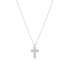 Dainty Small Cross Necklace – Tiny Gold & White Gold Pendant for Women