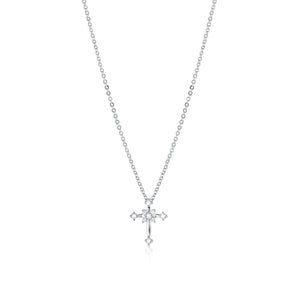 Malibu Sunday Cross Pendant, White Gold with Pave Cubic Zirconia, Everyday Wear
