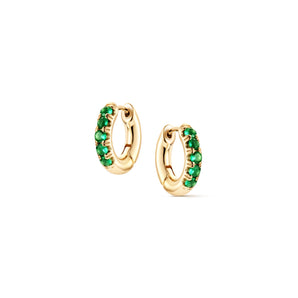 Malibu Sunday Emerald Hoop Earrings – 18k Gold Plated Hoops with Green CZ