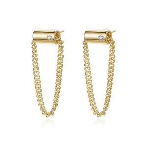 Malibu Sunday Noah Chain Drop Stud Earrings - 18K Gold Plated Sterling Silver - Dainty Chain Earrings for Women - Elegant Gold Earrings for Everyday Wear - Hypoallergenic Stud Earrings - Timeless Gift