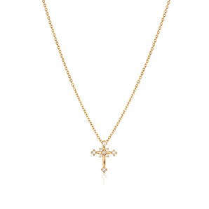 Mini Cross Pendant – Cubic Zirconia Diamond Pave Crucifix, Small & Elegant