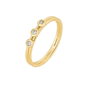 Malibu Sunday Shiloh Triple CZ Diamond Thin Band Ring – Gold