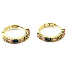 Malibu Sunday Colorful Hoop Earrings + Dainty Gold Hoops with Multicolored Gems | Fun Jewelry for Women | Rainbow Earrings by Malibu Sunday