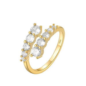 Malibu Sunday Adjustable Gold Open Ring with Geometric Zircon – 18k Plated