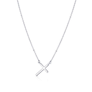 Malibu Sunday Dainty Sideways Cross Necklace – Silver Minimalist Choker