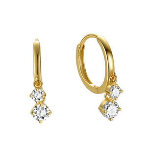 Malibu Sunday 18k Gold Huggie Earrings - Gold Plated Small Hoops Earrings Zircon Sterling Silver Cubic Zirconia Diamond Dangle Hoops Earrings for Women Dangling Diamond Drop Earrings Minimalist Jewelry Gift for Her