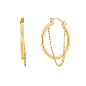 Malibu Sunday Gold Hoop Earrings - Stylish Gold Earrings for Women with 18K Gold Plating & Chic Chain Detail - Gold Chain Hoops with a Lightweight, Design for Effortless Everyday Elegance