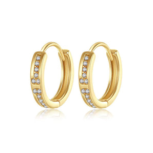 Malibu Sunday Minimalist Gold Hoop Earrings, Pave CZ Diamond, Lightweight Fashion Jewelry for Women