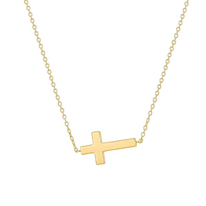 Sideways Cross Necklace – 18K Gold Plated Dainty Faith Pendant