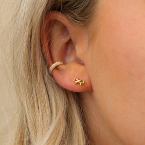 Malibu Sunday 18K Yellow Gold Bow Stud Earrings - Dainty, Mini, Delicate Bow Earrings for Women & Teens