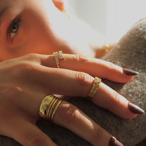 Malibu Sunday Gold Ring for Women – 18K Gold Plated Chunky Zircon Ring – Hypoallergenic, Tarnish-Free & Stylish Jewelry for Daily Wear & Special Occasions