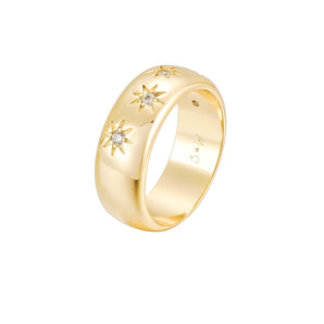 Malibu Sunday Gold Ring for Women – 18K Gold Plated Chunky Zircon Ring – Hypoallergenic, Tarnish-Free & Stylish Jewelry for Daily Wear & Special Occasions