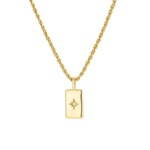 Malibu Sunday 18K Gold Plated Kennedy Necklace - Rectangular Star Pendant, Celestial Charm Necklace with White Zircon Stone, Minimalist Jewelry for Women, Elegant Gold Pendant Necklace Gift for Her
