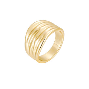 Malibu Sunday Lennox Hammered Gold Ring - Elegant Gold Plated Band with Hammered Texture - Versatile Stackable Ring for Women - Ideal Wedding Ring or Cute Ring for Any Occasion - Comfortable