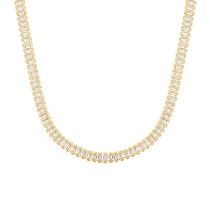 18k Gold Tennis Necklace with Baguette Cubic Zirconia