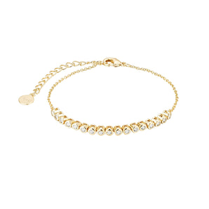 Gold Tennis Bracelet – 18K Gold Plated Box Chain with Cubic Zirconia