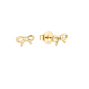 Malibu Sunday 18K Yellow Gold Bow Stud Earrings - Dainty, Mini, Delicate Bow Earrings for Women & Teens
