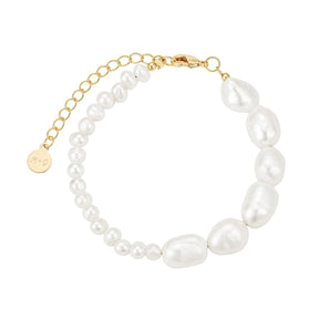 Malibu Sunday Freshwater Pearl Bracelet - 18K Gold Adjustable Bracelet with Chunky and Dainty Pearls | Elegant Minimalist Jewelry for Women, Gift for Her