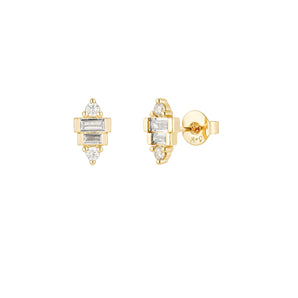 Diamond Zirconia Stud Earrings - 18k Gold Plated Earrings, Zircon, Sterling Silver, Stud Earrings for Women Jewelry Gift for Her Non Tarnish Hypoallergenic