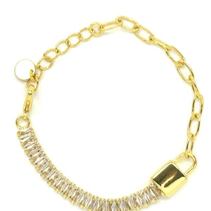 Malibu Sunday Diamond Lock Bracelet, 18k Gold Plated