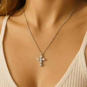 Malibu Sunday Dainty Small Cross Necklace for Women | Tiny Gold Cross Pendant | Gold Cross Necklace | Mini Cross Pendant White Gold