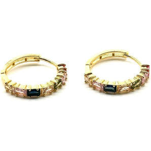 Malibu Sunday Colorful Hoop Earrings + Dainty Gold Hoops with Multicolored Gems | Fun Jewelry for Women | Rainbow Earrings by Malibu Sunday
