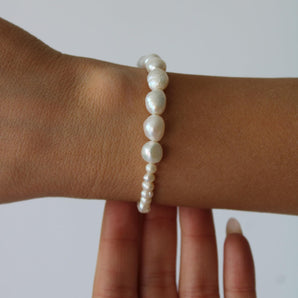 Freshwater Pearl Bracelet – Genuine Chunky & Dainty Pearls on 18K Gold Plated Adjustable Chain
