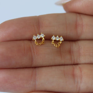 Chain Stud Earrings – 18K Gold Plated Minimalist Dangle Chain Earrings for Women