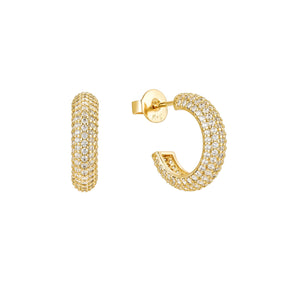 18k Gold Sparkly Hoop Earrings - Gold Plated Hoops Earrings, Zircon, Sterling Silver Cubic Zirconia, Diamond Earrings for Women Non Tarnish Hypoallergenic