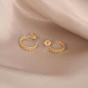 Shaylee Chain Hoop Earrings – 18K Gold Plated Chunky Chain Hoops for Women