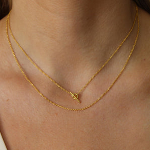 Malibu Sunday Double Chain Toggle Necklace - Dainty 18k Gold Plated Necklace Adjustable Non Tarnish Hypoallergenic Dainty Pendant Elegant Minimalist Jewelry for Women Gift for Her