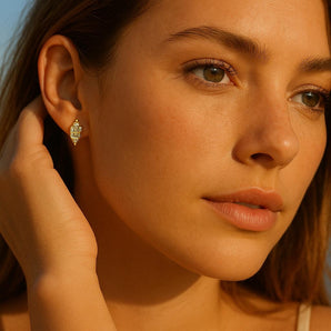 18K Gold Plated Diamond Zirconia Stud Earrings for Women – Classic Dainty CZ Studs with Steel Post – Hypoallergenic, Non-Tarnish Everyday Jewelry Gift by Malibu Sunday