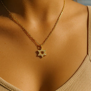 Malibu Sunday Gold Star of David Necklace for Women | Elegant Jewish Star Pendant | Faith Jewelry for Women | Meaningful Jewelry | Star of David Necklace