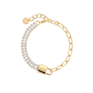 Malibu Sunday Diamond Lock Bracelet, 18k Gold Plated