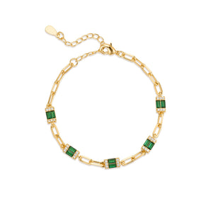 Malibu Sunday Emerald Bracelet, 18k Gold Plated, Stunning Color