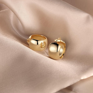 Thick Gold Hoop Earrings – 18K Gold Plated Chunky Huggies for Women