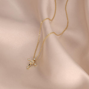 Mini Cross Pendant – Cubic Zirconia Diamond Pave Crucifix, Small & Elegant