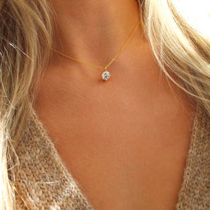 Malibu Sunday Leighton Gold Necklace for Women - 18K Gold Plated Pendant with White Zircon - Adjustable Gold Chain for a Perfect Fit - Non-Tarnish Jewelry - Elegant Gift for Women on Any Occasion