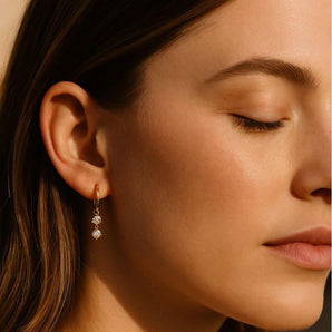 Malibu Sunday 18k Gold Huggie Earrings - Gold Plated Small Hoops Earrings Zircon Cubic Zirconia Diamond Dangle Hoops Earrings for Women Dangling Diamond Drop Earrings Minimalist Jewelry Gift for Her