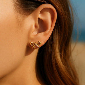 Gold Bow Stud Earrings – 18K Gold Plated Mini Bow Earrings for Women, Dainty Coquette Style, Hypoallergenic Jewelry for Everyday Wear by Malibu Sunday