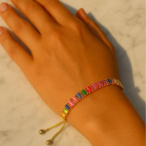 Malibu Sunday Rainbow Bolo Bracelet, 6 Colors, Gold Plated, Adjustable