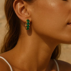 Malibu Sunday Emerald Hoop Earrings