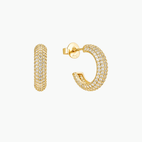 Atlas Sparkly Hoop Earrings - 18k Gold Plated Hoops Earrings, Zircon, Sterling Silver Cubic Zirconia, Diamond Earrings for Women