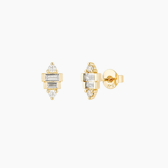 Berkeley Zirconia Stud Earrings - 18k Gold Plated Earrings, Sterling Silver